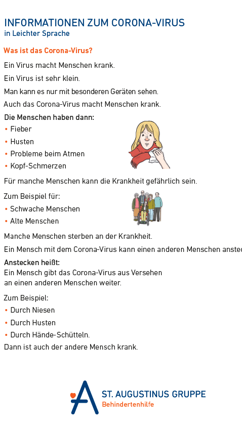 Informationen zum Corona Virus in leichter Sprache.